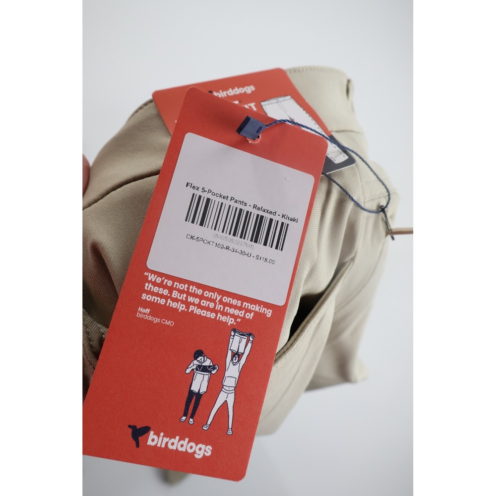 Birddogs Flex 5-Pocket Pants Relaxed 34x30 Khaki Suburban Meyer Casual Golf - Picture 8 of 8